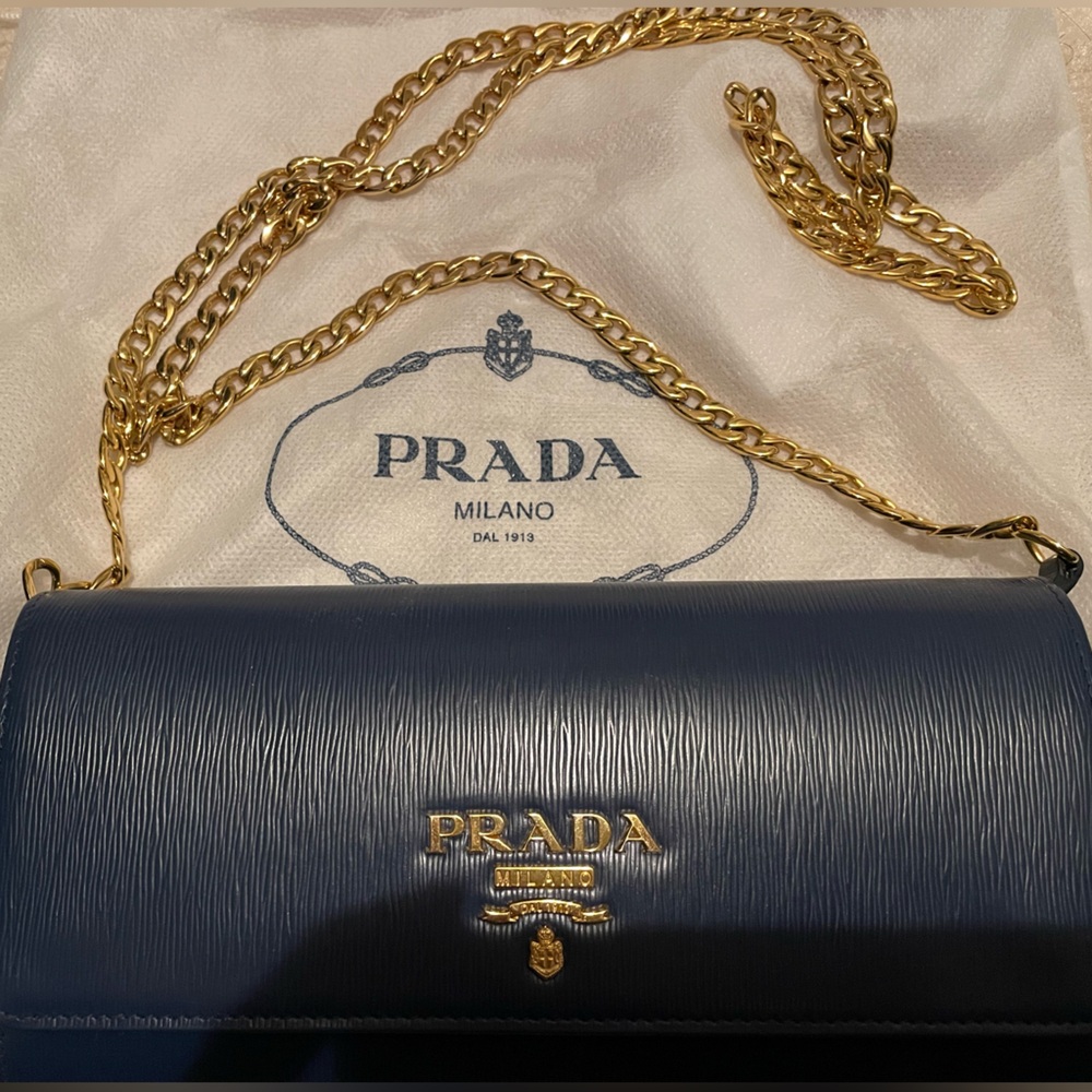 PRADA Wallet on Chain Vitello Move Blue